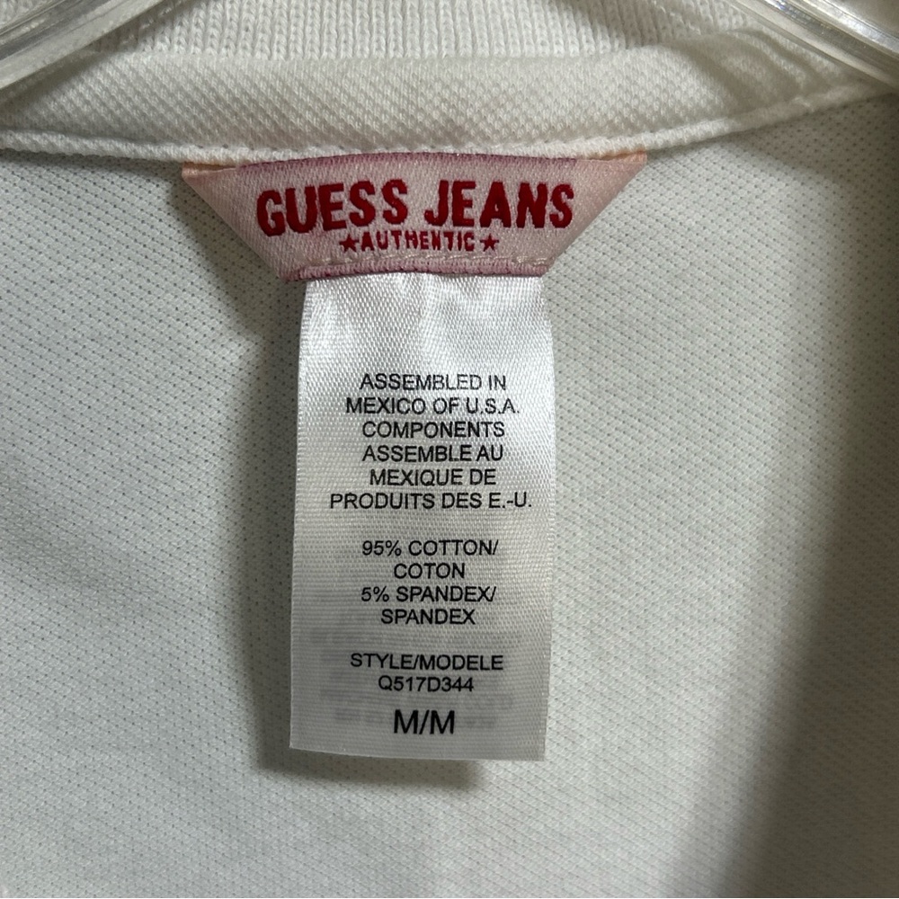 Guess Jeans White And Pink Short Sleeve Polo Size Medium - Picture 2 of 6